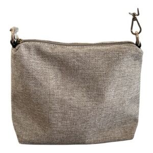 Neutral Linen Look Crossbody Bag Zip Top Adjustable‎ Strap NEW